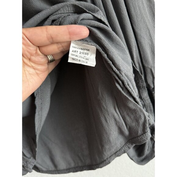 CobbleStone Blouse Women’s M/L Gray Balloon Sleeve Italy Priya Top Minimalist - Picture 16 of 16